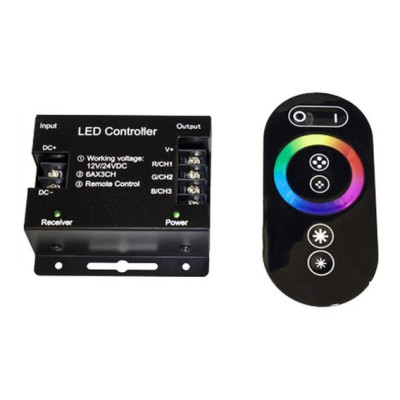 Controlador RGB 12V-24V con Mando Táctil RF - 18A Profesional
