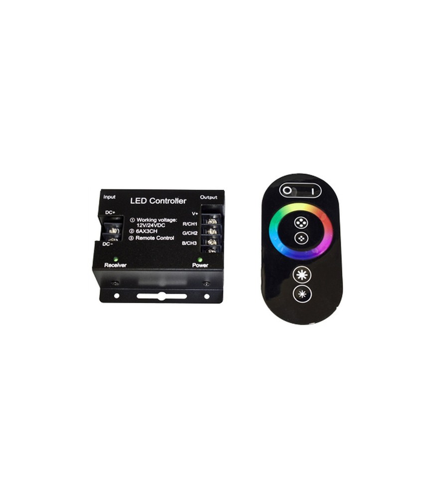 Controlador RGB 12V-24V con Mando Táctil RF - 18A Profesional