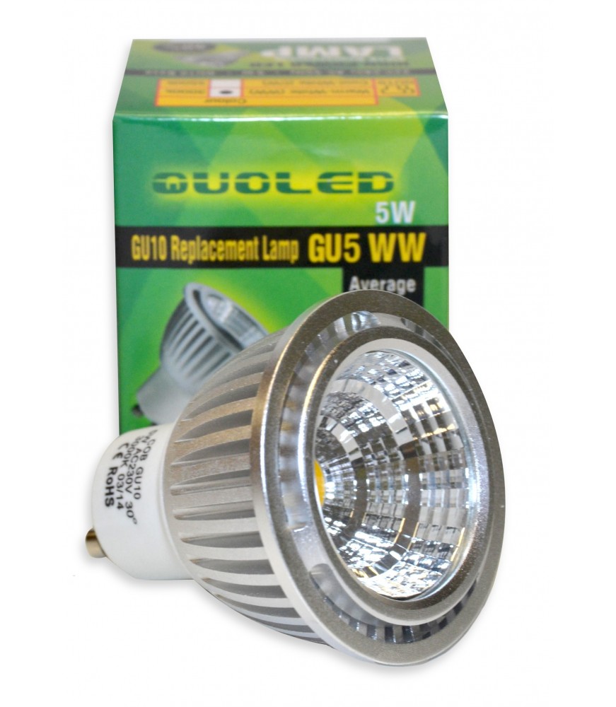 Bombilla LED GU10 5W COB 30° luz fría 5500K para iluminación puntual