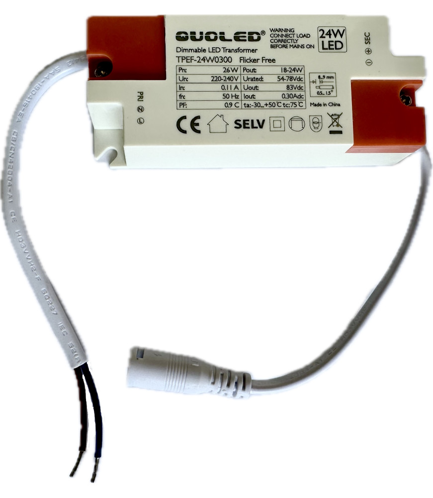 Driver LED 24W Dimmable 300mA para Downlights y Placas LED - QUOLED