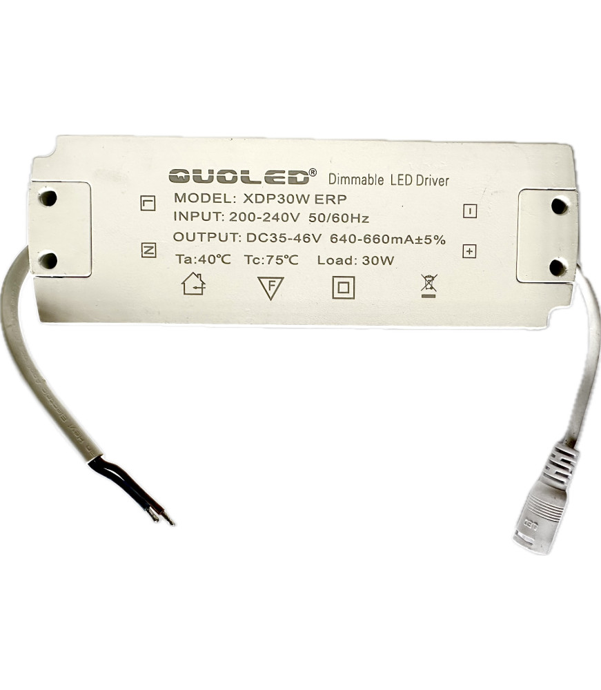 Driver LED 30W Dimmable 640-660mA para Downlights de gran formato - QUOLED
