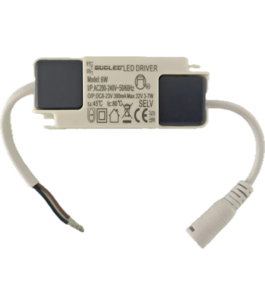Driver LED 6W para Downlight de Empotrar o Superficie 300mA - QUOLED