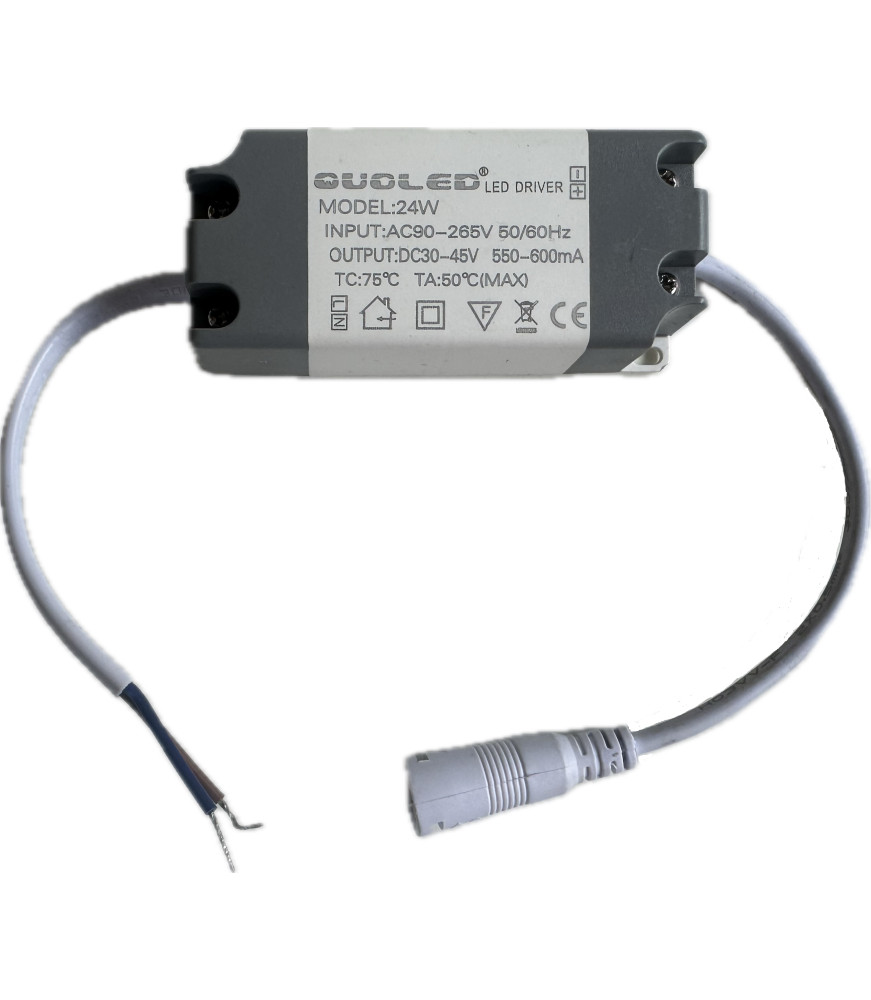 Driver LED 24W de alto rendimiento 550-600mA para Downlight y Placas - QUOLED