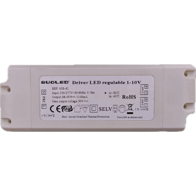 Driver LED Regulable 1-10V 48W para Paneles LED - Corriente Constante 1100mA IP20