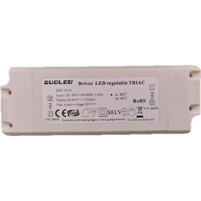 Driver LED Regulable TRIAC 48W para Panel LED - 1100mA (Corte de Fase).