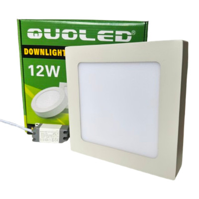 Plafón LED cuadrado 12W superficie blanco - Pack completo Quoled
