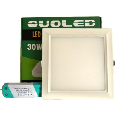 Downlight LED cuadrado 30W blanco empotrable Quoled con embalaje