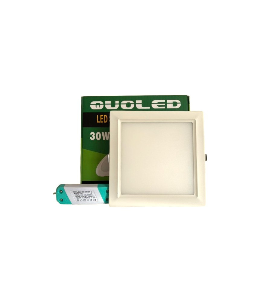 Downlight LED cuadrado 30W blanco empotrable Quoled con embalaje