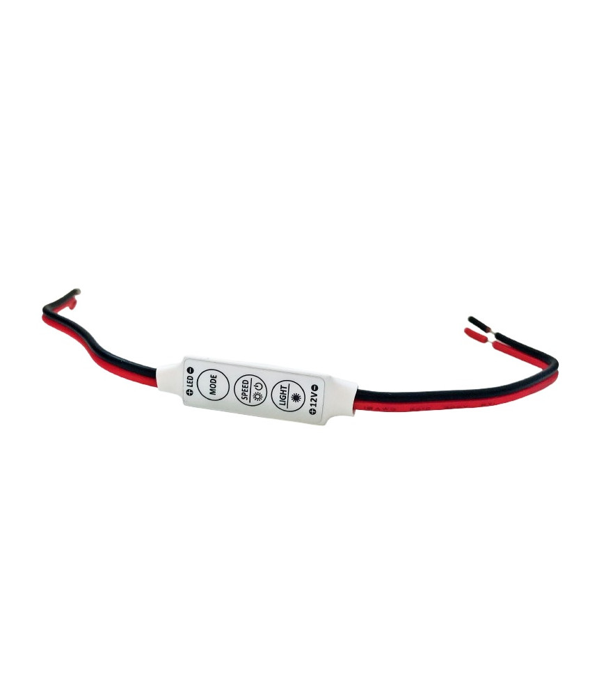 Mini regulador dimmer para tira LED monocolor 12V - Controlador de intensidad compacto