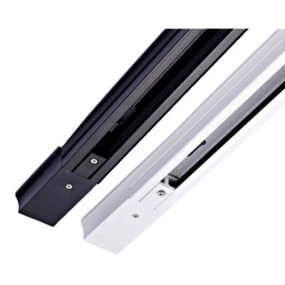 Carril monofásico de 2 metros en color blanco y negro con alimentador integrado