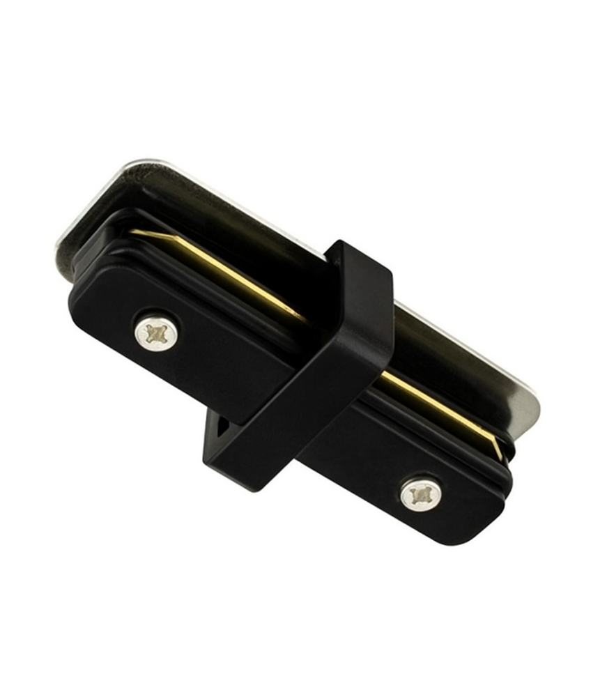 Conector de carril monofásico en color negro - Continuidad eléctrica profesional