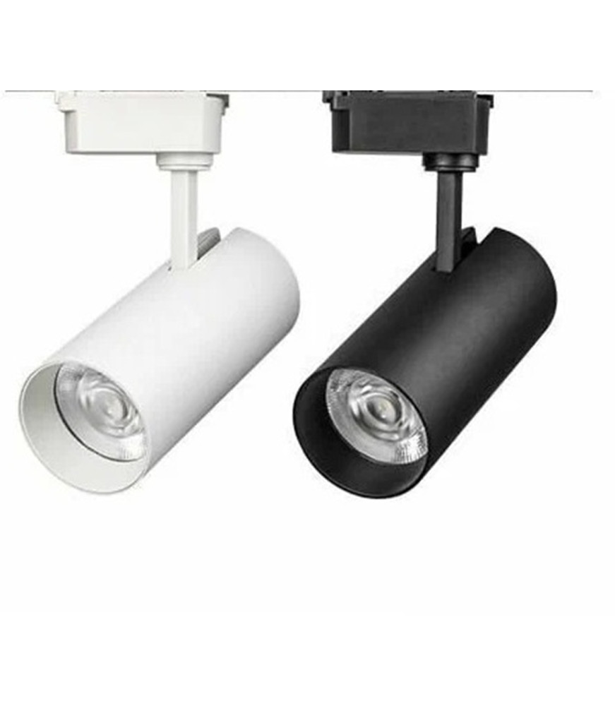 Foco LED de carril monofásico 30W en blanco y negro - 3800 lúmenes