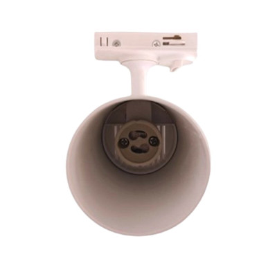 Detalle del cabezal blanco del foco de carril - Casquillo GU10 integrado