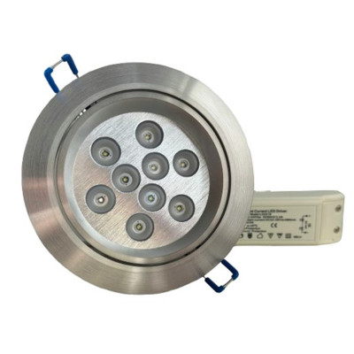 Foco empotrable LED 27W bascular redondo - 1900 lúmenes en color plata