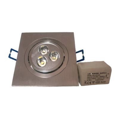 Mini proyector LED 3W cuadrado para empotrar: incluye driver y luz cálida 3000K