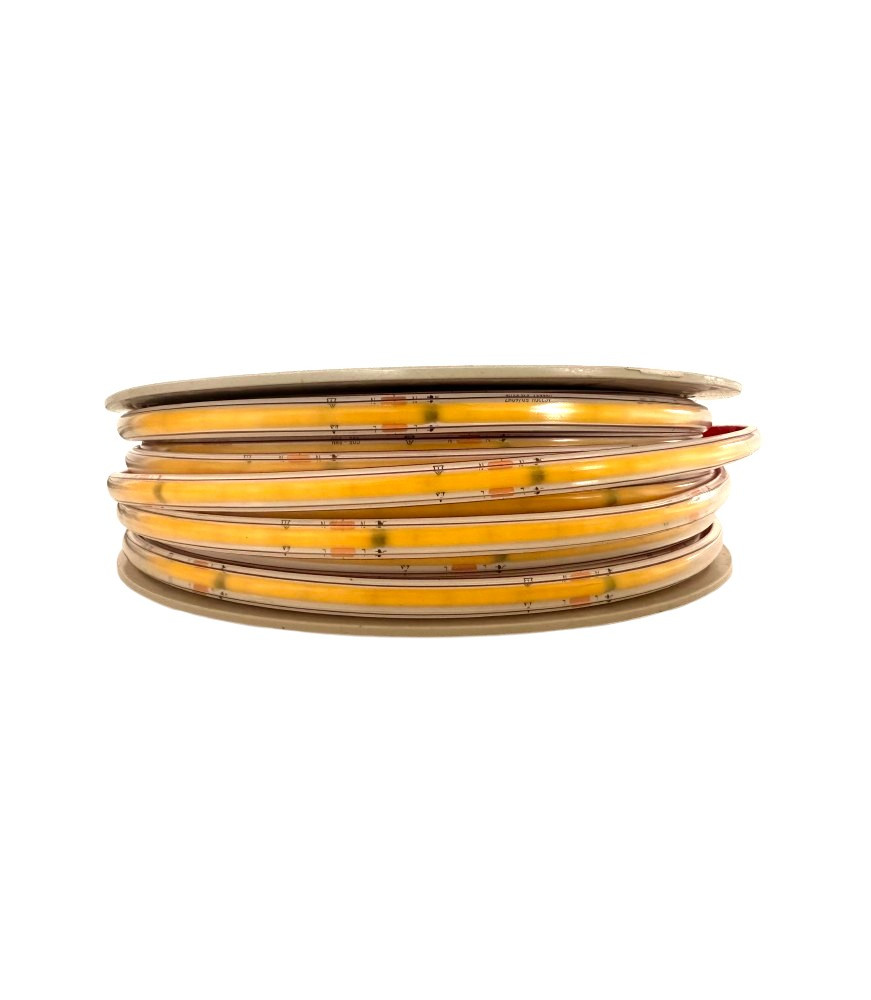 Detalle de rollo de tira LED COB profesional de alta densidad sin puntos de luz