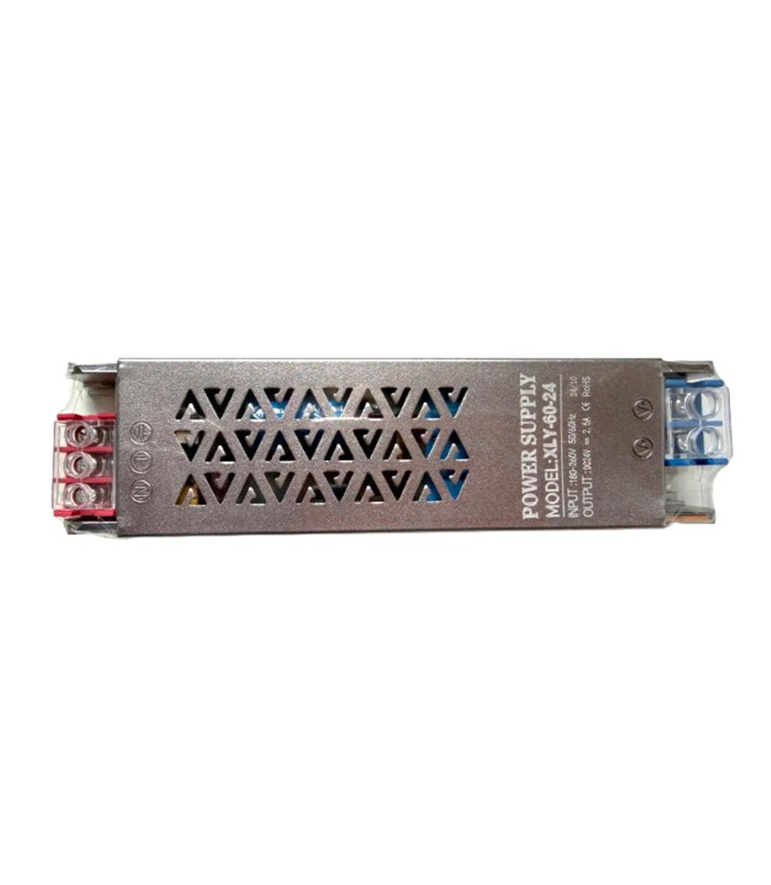 Fuente de alimentación Slim 24V 60W para tiras LED - Driver extra plano 2.5A para muebles y perfiles