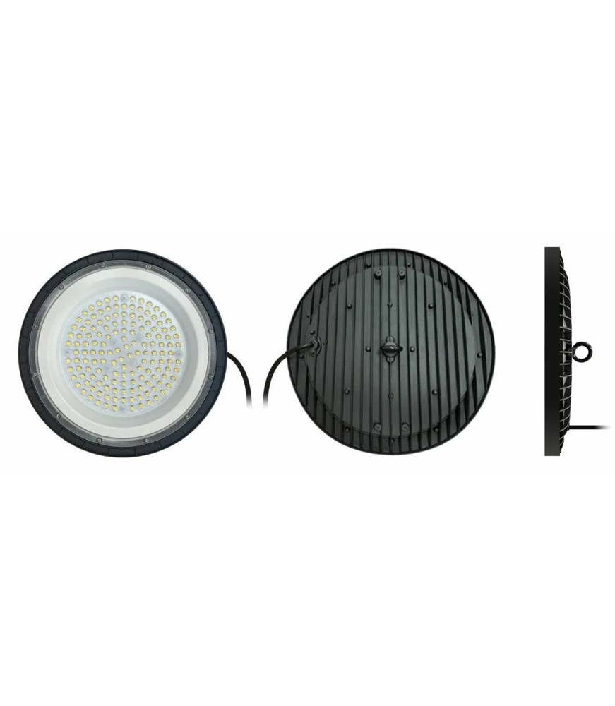 Foco Industrial UFO LED 150W IP65 Negro para naves y talleres